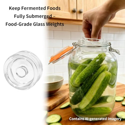 2 Pack Fermentation Jars with Weights & Airlocks, 1 Gallon Wide Mouth Kimchi Containers Pickle Jar Fermenting Jar Kit for Kombucha, Sauerkraut, Kimchi and Pickles
