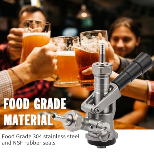 Beer Keg Coupler, Sankey S System 304 Stainless Steel Probe, 5/8'' Draft Beer Line, Coupler with Pressure Relief Valve, Dispenser Include Black Handle