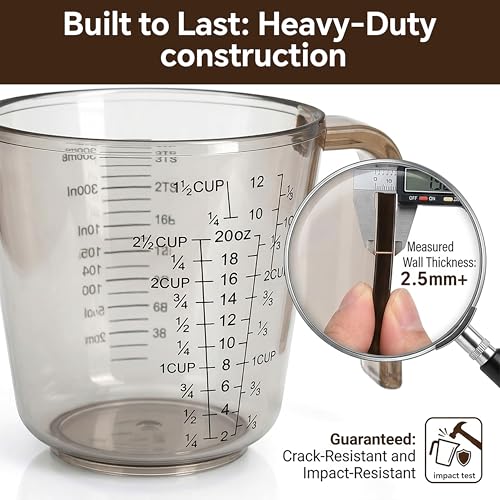 Measuring Cups Set, 3PCS with Pour Spout & Handle, Multi-Scale (cup | oz | ml) Stackable Liquid & Dry Plastic Measuring Tools for Baking Cooking, Essential Kitchen Gadgets (Coffee Brown) - color: coffee brown