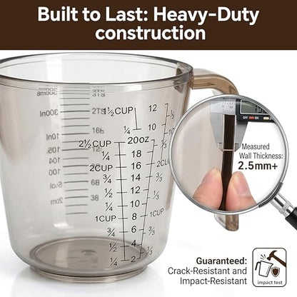 Measuring Cups Set, 3PCS with Pour Spout & Handle, Multi-Scale (cup | oz | ml) Stackable Liquid & Dry Plastic Measuring Tools for Baking Cooking, Essential Kitchen Gadgets (Coffee Brown) - color: coffee brown