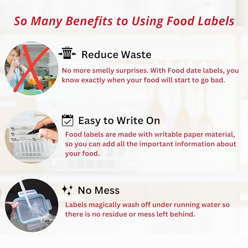 2x1 Dissolvable Food Labels (500, Red) - Writeable Material, Easy Removal, Restaurant Supplies, Kitchen Labels - color: Red, size: 500