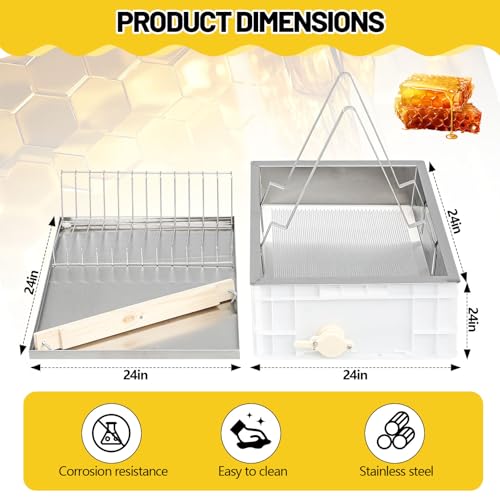 Zonon Beekeeping Uncapping Station for Honey Harvesting, Extractor, Strainer and Plastic Honey Cutting Deep Tray Shallow Tray Storage Box Set (Single Layer, Stainless Steel, Plastic) - style: Single Layer, Stainless Steel