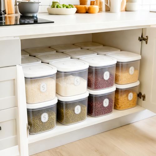Airtight Rice Container with Measuring Cup, BPA-Free Clear PET Plastic Food Storage Container Pantry Organizers and Storage Sugar Cookies Flour Rice Container (5 L /5.28 QT) - size: 5 L /5.28 QT
