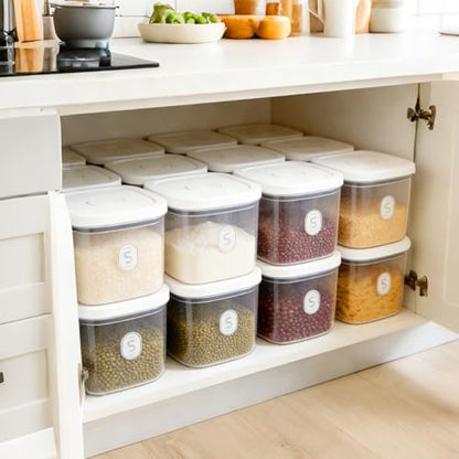 Airtight Rice Container with Measuring Cup, BPA-Free Clear PET Plastic Food Storage Container Pantry Organizers and Storage Sugar Cookies Flour Rice Container (5 L /5.28 QT) - size: 5 L /5.28 QT
