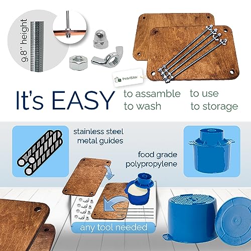 Wooden Cheese Press for Cheese Making Supplies 12in Plywood 1/2in Thick Metal Guides and Cheese Mold with Follower Piston 1/2 Gal - Home Supply Ultimate Cheese Press Machine - Prensa Para Queso Casero