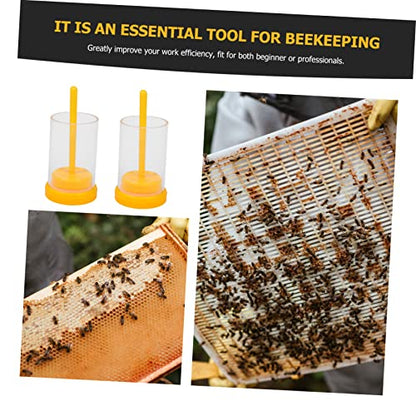 2 Sets of Professional Bee Marking Bottles Queen Marking Cages for Beekeeping Includes Queen Clip Bottle and Bee Catching Cage