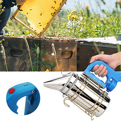 Electric Bee Smoker, Stainless Steel Beekeeping Tool with Heat Cover, Micro-USB Rechargeable, 4 AA Battery Powered