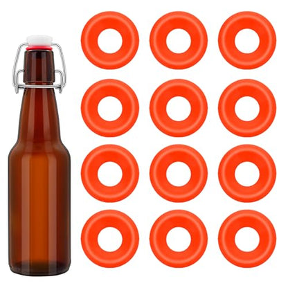 12 PCS Silicone Bottle Cap Gaskets, Replacement Seals for Flip Top Bottles, Tight Sealing, Flexible & Reusable, Red Half Cover Design (Red half cover design) - color: Red half cover design