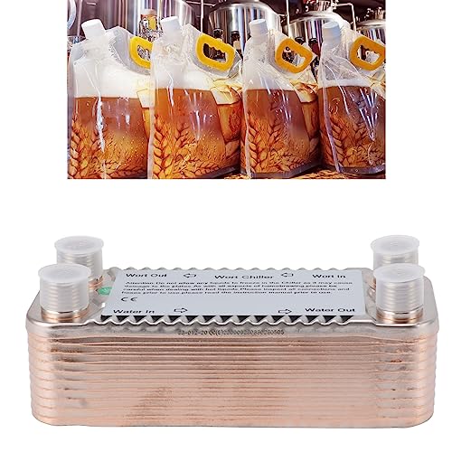 20 Plate Homemade Wort Cooler, NPT1/2 Counterflow, Easy to Use Stainless Steel Heat Exchanger for Beer Wort