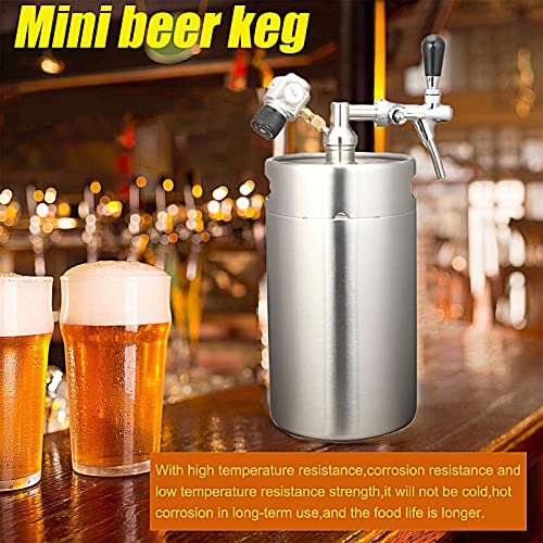 Portable Draft Keg System Stainless Steel Keg Mini Keg Draft System Stainless Steel Portable Mini Keg Dispenser Pressure Regulator Craft Beer Draft Home Brew,8L