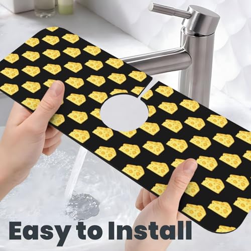 Cheese Faucet Mat For Kitchen Sink, Absorbent Countertop Protector, Quick Dry Sink Splash Guard Pad, Waterproof Draining Mat 15" X 5.5" - color: Style 3