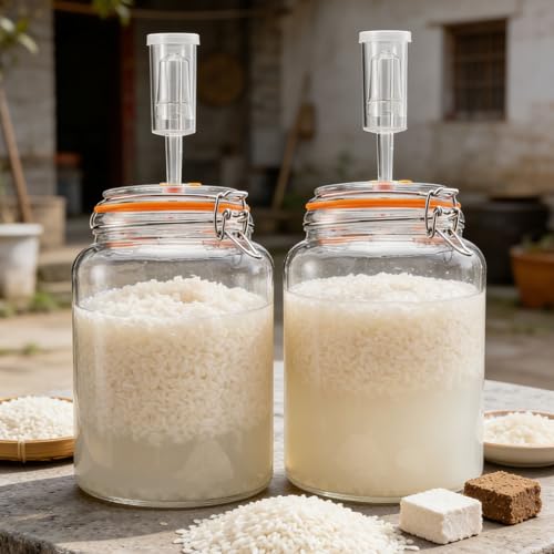 Pack of 2 Excellent Glass Fermentation Canisters with Professional Airlocks Ensuring Color Stable Fit Fermentation Process Kombucha Jar