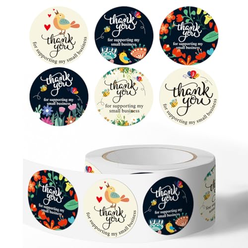 500PCS Thank You Stickers Roll, 1 Inch Waterproof Vinyl Floral Bird Decals for Small Business, Wedding, Party Favors, Gift Wrapping - Aesthetic Decor for Teens, Adults, Boys, Girls(bee) - color: Bee