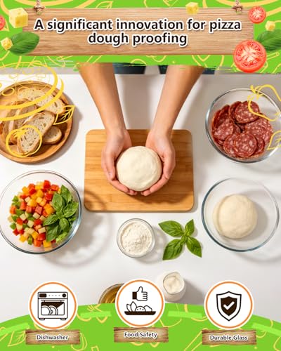 2 Pack Pizza Dough Proofing Container, 2000ML Glass Proofing Box with Clear Airtight Lid, Stackable Fermentation Storage for Dough Balls & Bread, Includes Cutter - color: Glass-2000ML