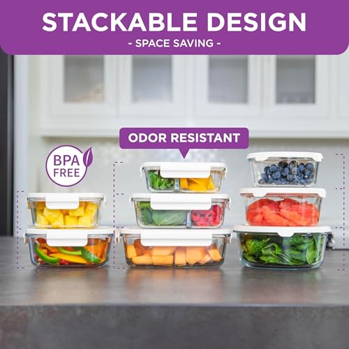 HOLDN’ STORAGE Vacuum Food Storage Containers, Set of 8 Glass Containers & Electronic Pump - Keep Food Fresh Longer, BPA-Free Glass, Leak-Proof, Ideal for Meal Prep, Marinating - size: Set of 8: Electronic Pump