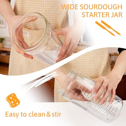 57oz Sourdough Starter Jar Kit, Extra Large Capacity Sourdough Jar | Wide Mouth Sourdough Bread Starter Kit for Perfect Sour Dough Bread (Black) - size: Tall - Black 1 Pack B