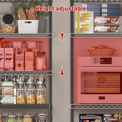 REIBII 45.5''W Storage Shelves Wire Shelving, 5 Tier Pantry Shelves for Storage Rack, Adjustable Metal Shelving for Pantry Kitchen Steel Shelving, 45.5" W x 71" H x 17.7" D - size: 45.5"W×71"H×17.7"D