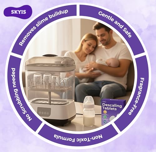 Skyis 48 Count Descaling Tablets for Baby Bottle Sterilizer & Washer, Compatible with Baby Brezza, Momcozy, Papablic & All Brands | Non-Toxic Limescale Remover