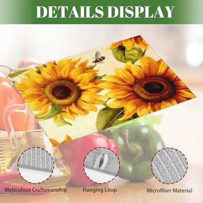 Sunflower Large Dish Drying Mats For Kitchen Counter Microfiber Kitchen Drying Mat XL Draining Pad Absorbent Quick Drying Dish Mat 18x24 Inch - color: Sunflower