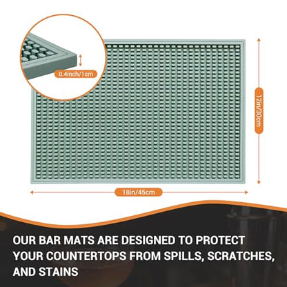 ZJWZLG Bar Mat 18"X12"(2 Pcs) Non-Slip Rubber Bar Mat, Spill Proof & Design,Easy to Clean Textured Surface forHome Bar,Coffee Station, Bartending - Protects Countertops & Glassware(Green). - color: Green-2pcs, size: 18" x 12"