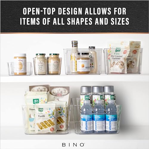 BINO | Plastic Organizer Bins, Large - 4 Pack | The SOHO Collection | Multi-Use | Pantry & Freezer Organizer Bins | Plastic Storage Containers for Home & Kitchen Org - size: Large