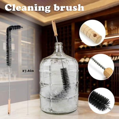 2 Pcs 5 Gallon Glass Carboy with Undrilled Drilled Rubber Stoppers Carboy Handle and Bubble Airlock Brush Transport handles Wine Fermenter Beer Fermenting Jug Glass for Beer Wine Equipment