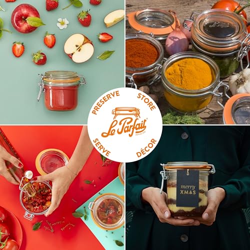 Le Parfait Super Terrine 350mL (12oz) Zero Waste Eco-Friendly Glass Storage Jars with Lids, Airtight, Oven & Freezer Safe, BPA-Free, Food Storage & Preserving, Made in France, 6PK - color: 350ml (Set/6)