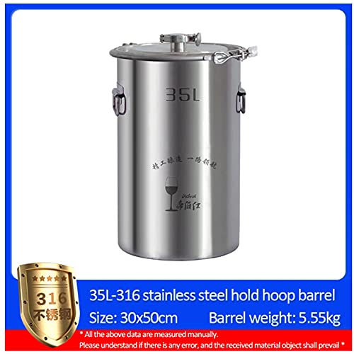 35L 304/316 SUS fermentation barrel with faucet sealed storage barrel special for home brewing Food grade brewing equipment (316 without tap) - size: 316 without tap