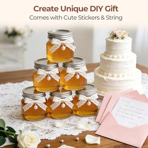 ComSaf 8 oz Square Mason Jars, 6 Pack Small Regular Mouth Jars with Lids | BPA-Free Materials, Half-Pint Portions, Small Jam, Jelly, Honey Sample, Spice Rack, DIY Candles, For Big Canning Project - size: 8oz*6 cute mason jars