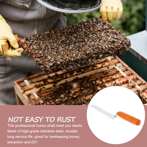 Alipis Stainless Steel Honey Uncapping Cutter Beekeeping Tool with Double Flat Cut and Wood Handle Rust-Resistant Honey Scraper in Beekeeping Random Color