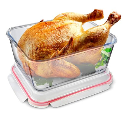 Stock Your Home 28 Cup Extra Large Rectangular Glass Food Storage Container with Lid, Modern Style, Airtight, Leak Proof, Microwave, Oven, Dishwasher, Freezer Safe, 12.5"L x 10"W x 6.5"H