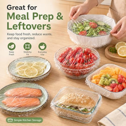 Lagincig 100Pcs Bowl Covers for Bread Proofing - Large Plastic Wrap for Food Sourdough Baking Bread Rising Elastic Reusable Plate Covers Outdoor Indoor Picnic Food Fresh Keeping Bags