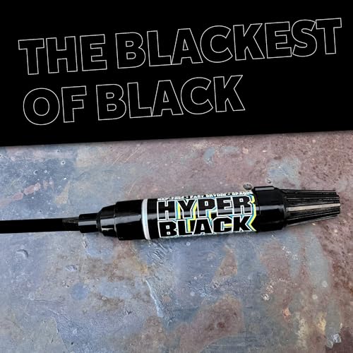 Hyper Black PM-130 Shorty - Industrial Paint Marker - 17ML - True Black High Visibility Permanent Paint Pen for All Non-Porous Surfaces - Valve Action Chisel Tip