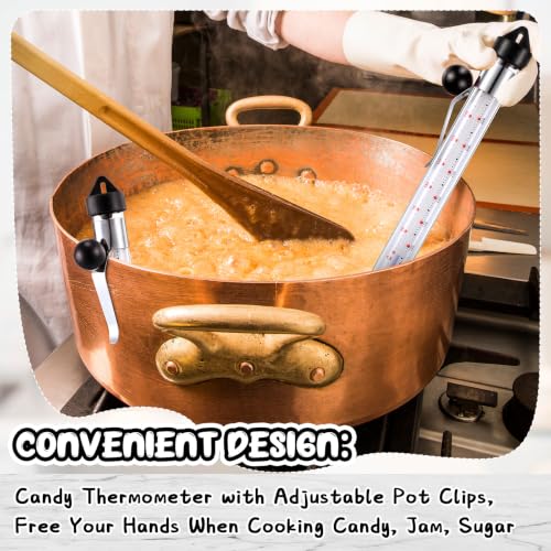 Photect Candy Thermometer with Pot Clip 8" Deep Fry Oil Thermometer for Candy Making Instant Read Cooking Food Sugar Syrup Jam Jelly Oil Temperature Kitchen Accessories(Black,1 Pcs) - color: Black