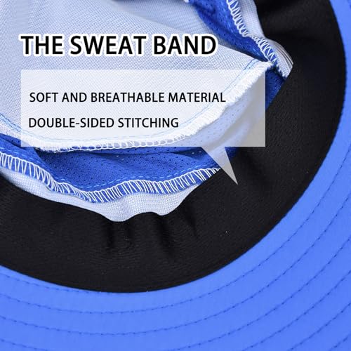 Sun Hats for Men Women Fishing Hat UPF 50+ Breathable Wide Brim Bucket Hats Summer UV Protection Safari Hat with Neck Flap - color: Royal Blue
