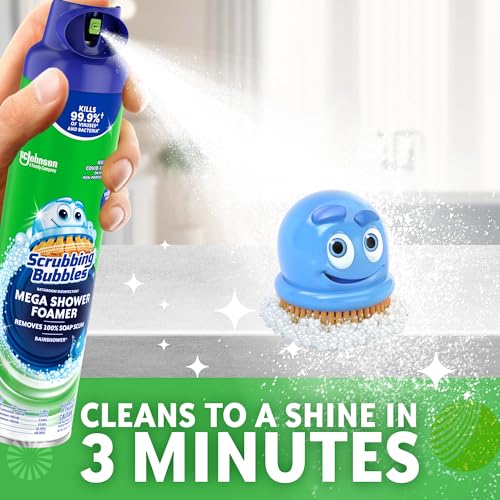 Scrubbing Bubbles Mega Bathroom and Shower Foamer Aerosol, Rainshower Scent, 20oz (Pack of 2) - size: 20 Ounce (Pack of 2)