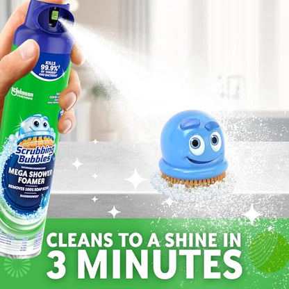 Scrubbing Bubbles Mega Bathroom and Shower Foamer Aerosol, Rainshower Scent, 20oz (Pack of 2) - size: 20 Ounce (Pack of 2)