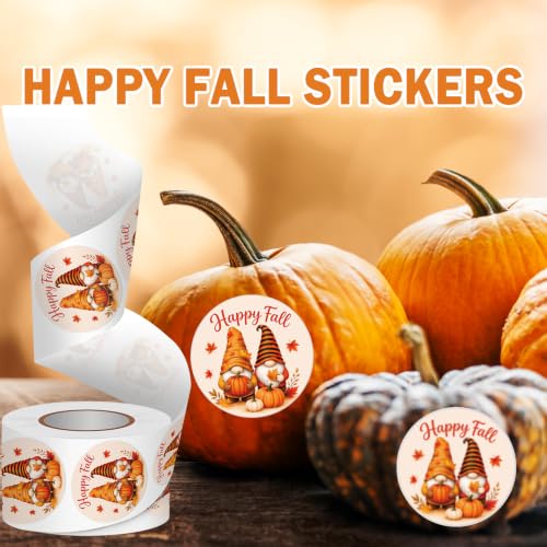 Louise Maelys 500 Pcs Happy Fall Stickers 1.5Inch Autumn Sticker Roll | Gift Wrapping, Thanksgiving Decor, Envelope Seals, Cards, DIY Crafts，Waterproof,Easy to Peel and Stick - color: Fall