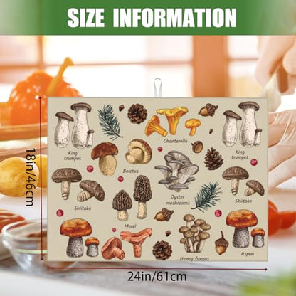 Mushroom Dish Drying Mats For Kitchen Counter XL Microfiber Kitchen Drying Mat Large Draining Pad Absorbent Quick Drying Dish Mat 18x24 Inch - color: Mushroom