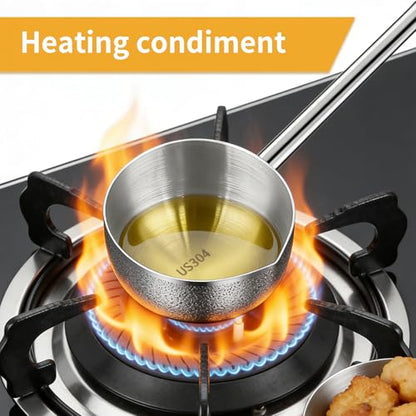 10.5 Inch Small Soup Ladle SUS 304 Stainless Steel Metal Deep Spoon With a Spout For Pouring Water, 2 oz Long Handled Gravy Spoon, Heat-resistant, Ideal For Serving Gravy, Sauce,Soup