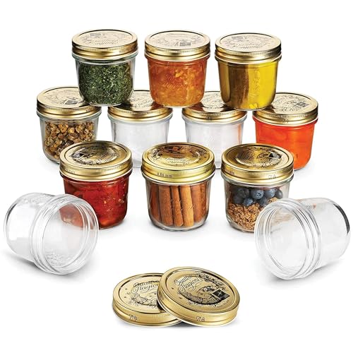 Bormioli Rocco Quattro Stagioni Mason Jar - ClearGold, 6.75 Oz, Set of 12 - size: 6.75 Oz.