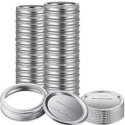 BSL 48 Pcs Canning Lids with Rings, Premium Mason Jar Lids with Bands/Rings for 86mm Wide Mouth Jars - Food Grade Material, 100% Fit & Airtight - style: 24Lids + 24Rings for Wide Mouth Jar