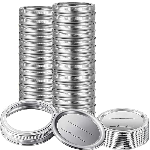 BSL 48 Pcs Canning Lids with Rings, Premium Mason Jar Lids for Regular Mouth Jars, Food Grade Material, 100% Fit for 70mm Jars - style: 24Lids + 24Rings for Regular Mouth Jar