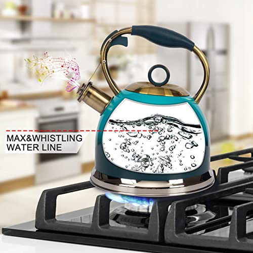 Tea Kettle -3.0 Quart Tea Kettles Stovetop Whistling Teapot Stainless Steel Tea Pots for Stove Top Whistle Tea Pot - color: Blue