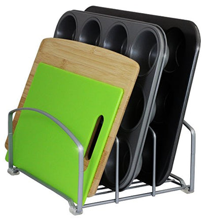 Deco Brothers Cookware Organizer Rack for Kitchen Cabinet, 3 Slot Holder, Silver - color: Silver