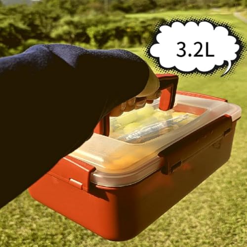 3.2L-4, Airtight Kimchi Container with Handle, Multi-Purpose Food Storage Box,Translucent lid container,Kimchi Fermentation container, fruit-pickle container Compatible with All Refrigerator