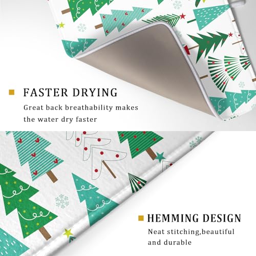 Green Trees Dish Drying Mat for Kitchen Counter Holiday Super Absorbent Reversible Microfiber Kitchen Countertop Protector Dishes Pad Large 18x24 inch - size: 24" x 18"