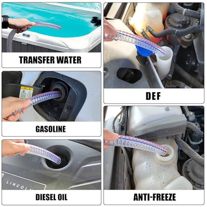8.2FT 5/8" Heavy Duty Gas Siphon Hose, Self-Priming Fuel Transfer Pump | Jiggler Siphon with Brass Valve & Metal Clamp, Transfer Hose for Gasoline, Fish Tank Water Changes, Boats, ATVs & Tractors - size: 5/8"ID x 1Pcs