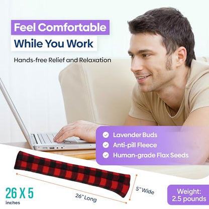 SunnyBay Microwave Heating Pad, Microwavable Heated Neck and Shoulder Wrap, Soothing Weighted Moist Heat or Ice Pack with Flaxseed and Lavender, 26x5 Inches, 2.5 lbs, Buffalo - color: Lavender - Buffalo