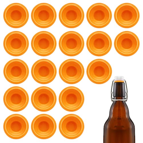 20PCs Dopamine color Silicone Gaskets Washers Seals for Cap Swing Flip Top for Home Brew Beer Soda Bottle Sealing (Tangerine Orange) - color: Tangerine Orange